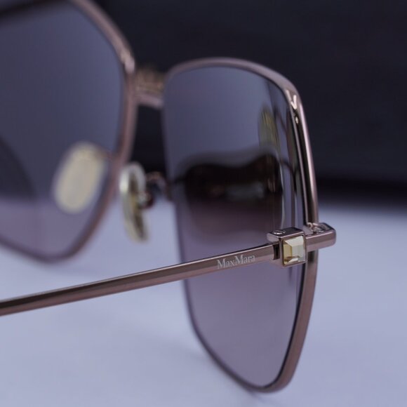 MaxMara MM0035-H 38T Geometric Sunglasses - Bronze/Bordeaux - Picture 10 of 11